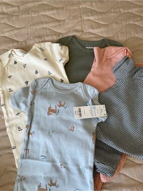 Carters Boys 5 Pack Bodysuits Cowboy Western Stripes NEW W/Tags 12M